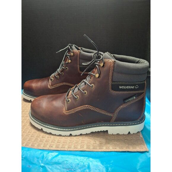 New Wolverine Mens Leather Work Boots Size 13M Brown - Picture 3 of 9